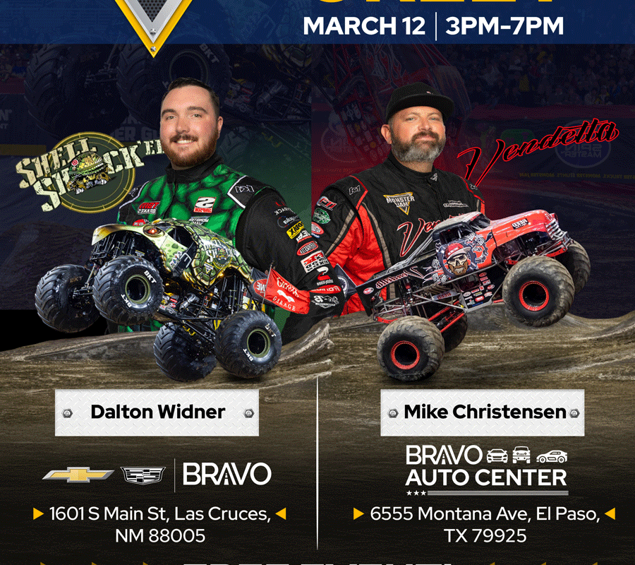 BRAVO MONSTER JAM. MEET AND GREET MARCH 12 | 3PM-7PM. FREE EVENT!