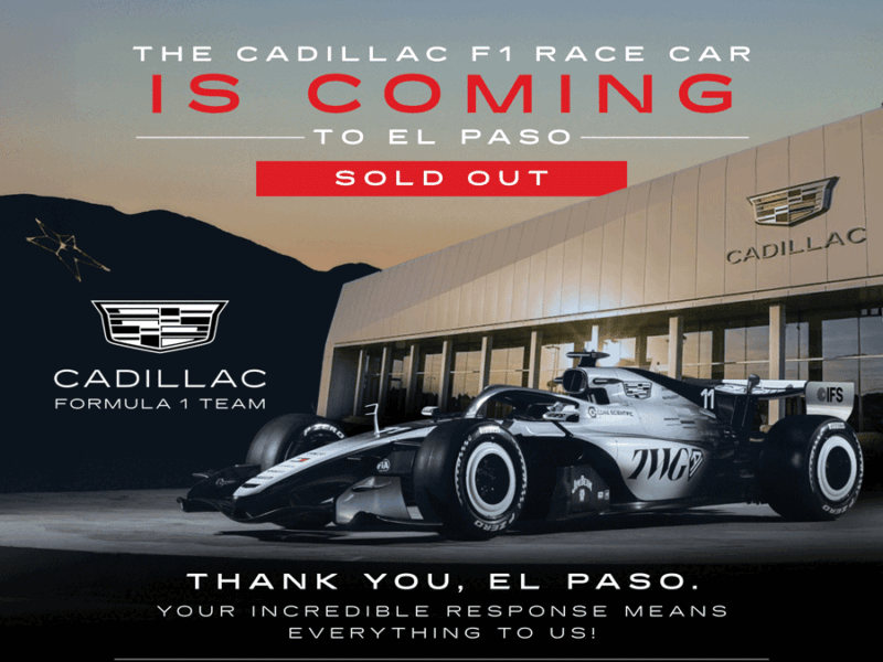 The Cadillac F1 race car is coming to El Paso